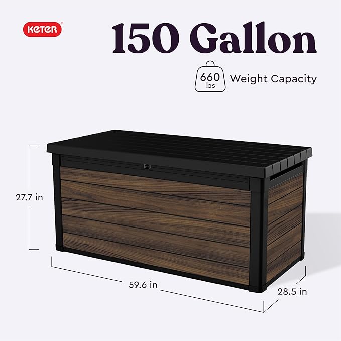 Keter Signature Collection 150 Gallon Resin Deck Box Organization and Storage - Image 3