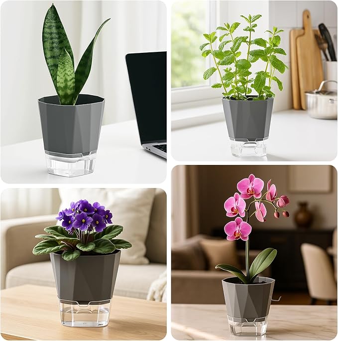 12 Pack Self Watering Plant Pots 6 Inches Self-Watering Planters - Image 7