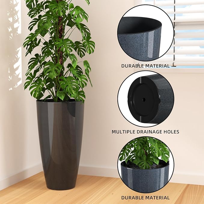 QCQHDU 21 inch Tall Planters for Outdoor & Indoor Plants, 2 Pack Sturdy - Image 8