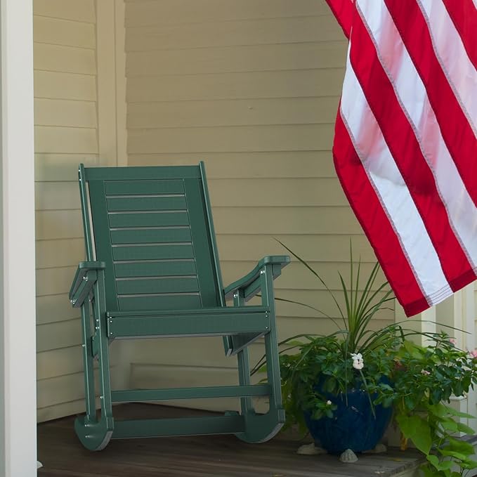 GREENVINES Outdoor Rocking Chairs | Set of 4 | Porch Rocker | HDPE Plastic | - Image 6