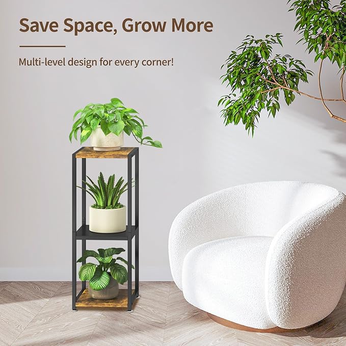 LASZOLA Black 3 Tiered Wood Plant Stand Indoor - Image 7