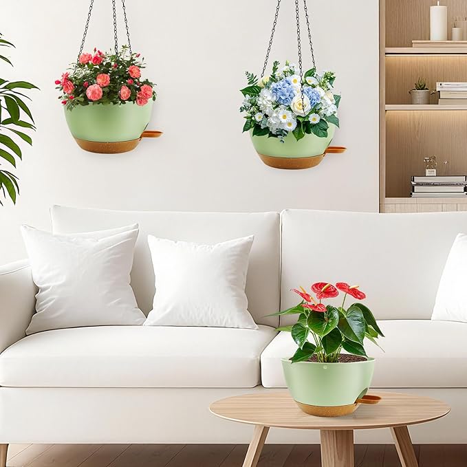 10 inch Hanging Planters for Indoor Plants, 3 Pack Self-Watering Hanging - Image 7