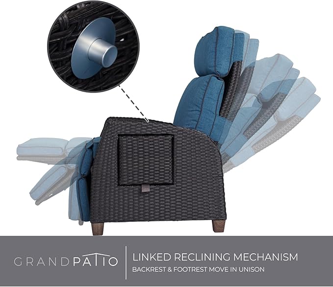 Grand patio Outdoor Recliner Chair Patio 150° Lay Flat Recliner - Image 3