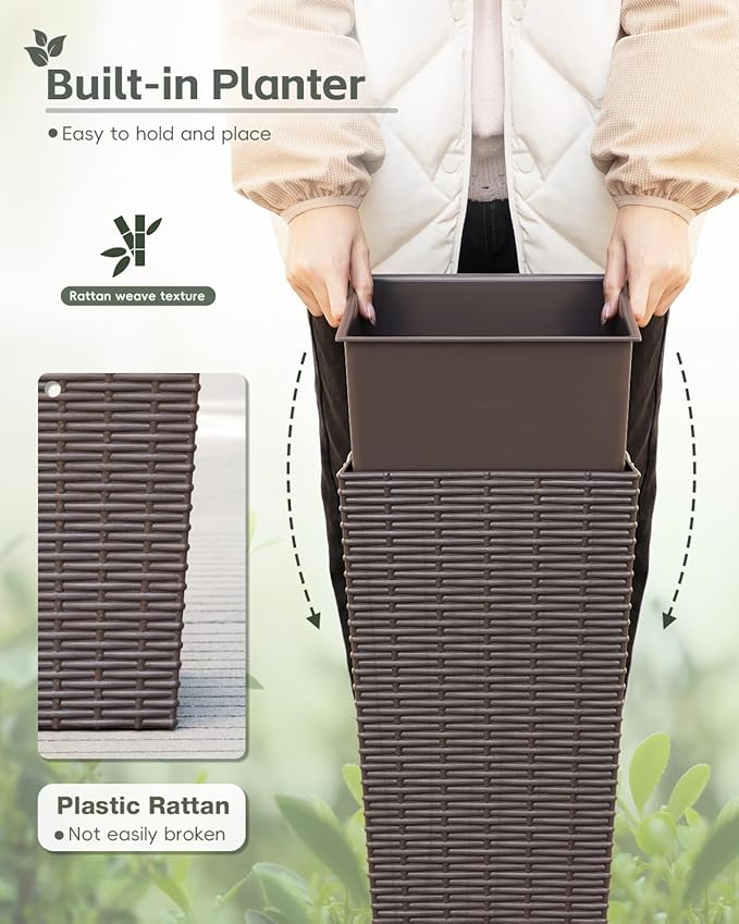 Greesum 24 Inch Tall Plastic Planters, Detachable Inner Pot & Drainage Holes - Image 4