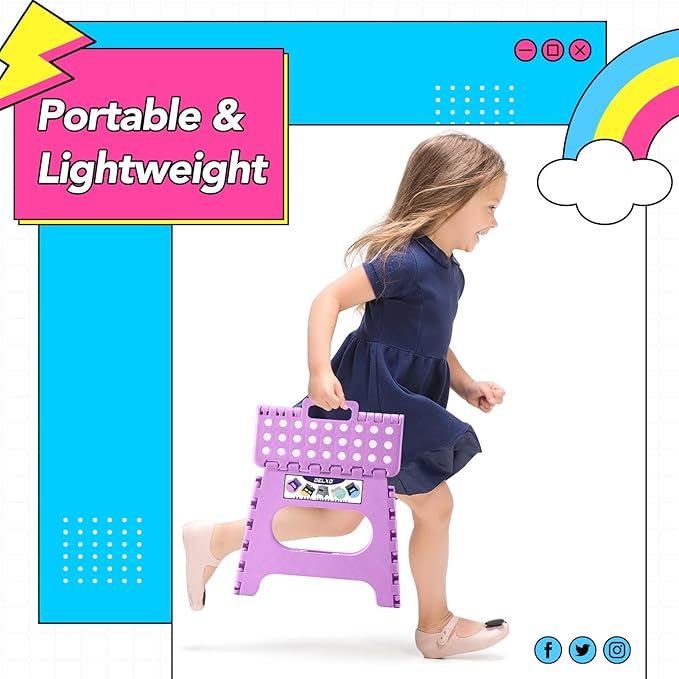 Delxo 11 inch Folding Step Stool, Non-Slip Foldable Stools Up to 300 LBS - Image 5