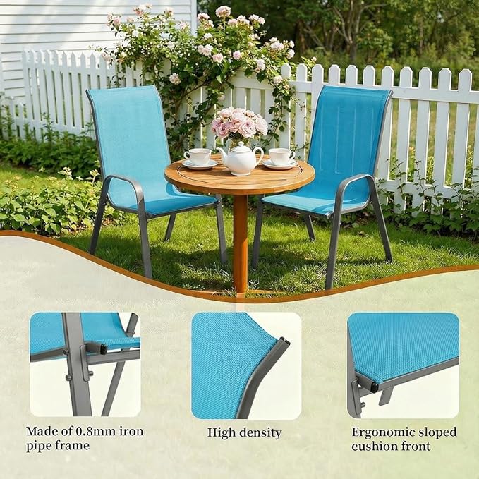 MAMIZO Patio Dining Chairs, Stackable All Weather Teslin Chair, Heavy Duty - Image 4