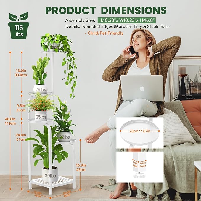 TOSKING 5 Tier Tall Plant Stand Indoor Outdoor, Heavy Duty Corner Shelf - Image 3