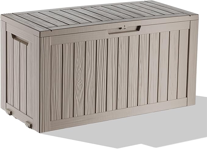 75 Gallon Waterproof Outdoor Storage Box, Resin Deck Box, Lockable Outside by MAIUSCOLI