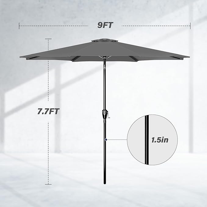 Simple Deluxe 9' Patio Umbrella Outdoor Table Market Yard Umbrella - Image 2