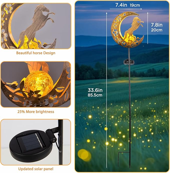 JOBOSI Solar Moon Horse Decorative Light Gift, Portable Decorative Ground Stake - Image 4