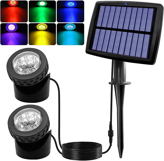 AVEKI Solar Pond Spotlights, 12 LED Solar Underwater Lights by AVEKI