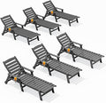 SERWALL Patio Chaise Lounge Chair Set of 6, 5 Positions Adjustable Poly Outdoor by SERWALL