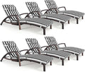 Chaise Lounge Chairs Outdoor Set of 6, Comfy Outside Wicker Patio Pool Lounge by ZZWHOM