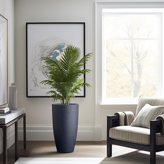 Kante 23.6" H Charcoal Concrete Tall Planters, Large Outdoor Indoor Decorative - Image 3