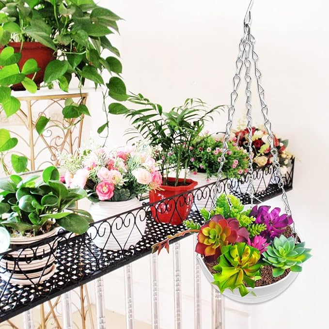4 Pack 8 inch Hanging Planter Pots, Self-Watering Round Hanging Basket - Image 5