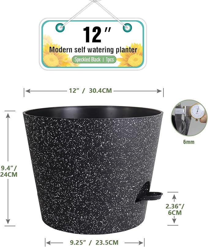 12 inch Large Self Watering Pots, Plant Pots - Image 2