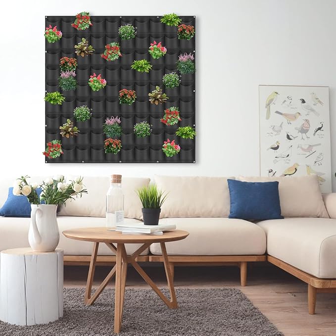 90 Pockets Hanging Planter Bags, Hanging Vertical Wall Mounted Plant Planting - Image 6