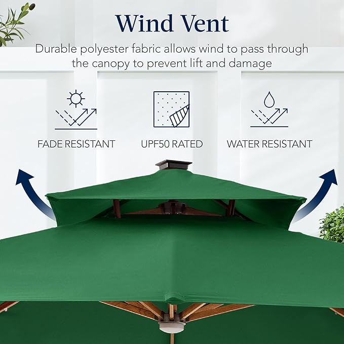 Best Choice Products 10ft Square Cantilever Patio Umbrella w/Base Included - Image 7