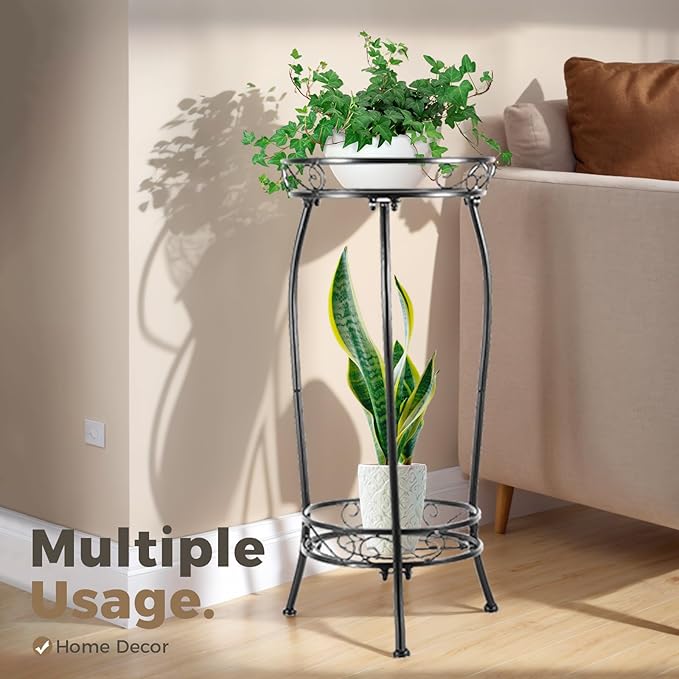 Plant Stand Indoor Outdoor，Tall Black Metal Rustproof Stable Plant Stands，2 - Image 4
