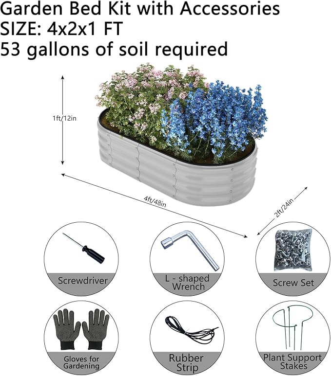 Galvanized Planter Outdoor Galvanized Metal Planter Round Raised Garden Bed Kit - Image 4