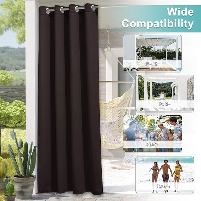 NICETOWN 2 Panels Brown Outdoor Curtains - Image 5