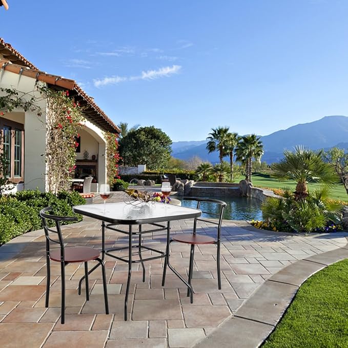 VINGLI Glass Patio Table with Umbrella Hole - Image 7