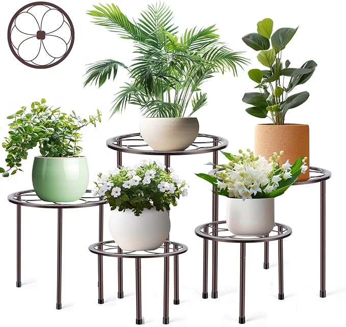 5 Pack Metal Plant Stand, Anti-Rust Iron Plant Stands by Amoot