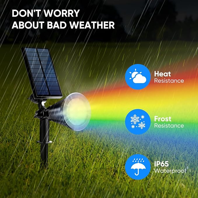 KEV Solar Spot Lights Outdoor, 18 LEDs Solar Flood Lights - Image 6