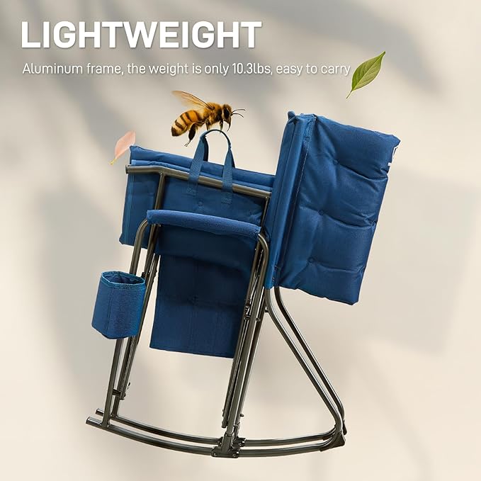 EVER ADVANCED Lightweight Folding Rocking Camping Chair, Padded Portable Rocker - Image 3