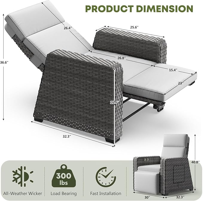 WACASA Outdoor Recliner Chair - Image 2