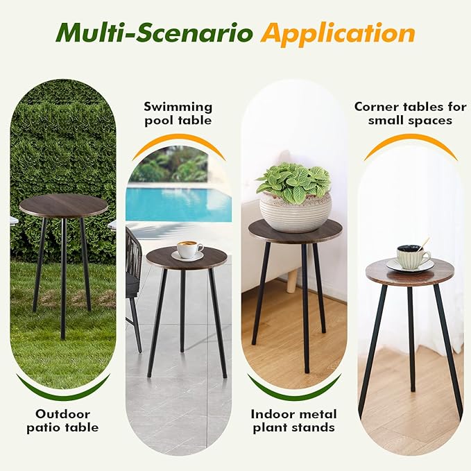 Metal Outdoor Side Tables Set of Two Small Outside Round End Table - Image 6