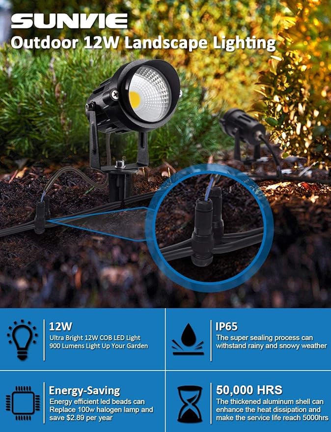 SUNVIE 12W Low Voltage LED Landscape Lights - Image 3
