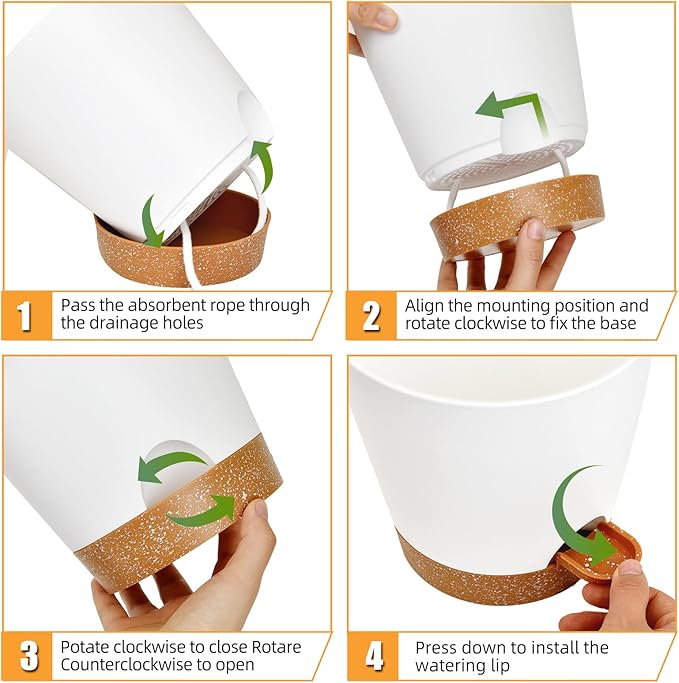 Planters for Indoor Plants 7/6.5/6/5.5/5 Inch, Self Watering Planters - Image 4