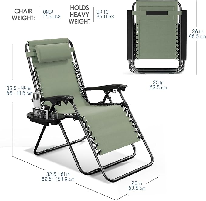 Nestl Zero Gravity Chairs Set of 2, Patio Lounge Chair Outdoor - Image 3