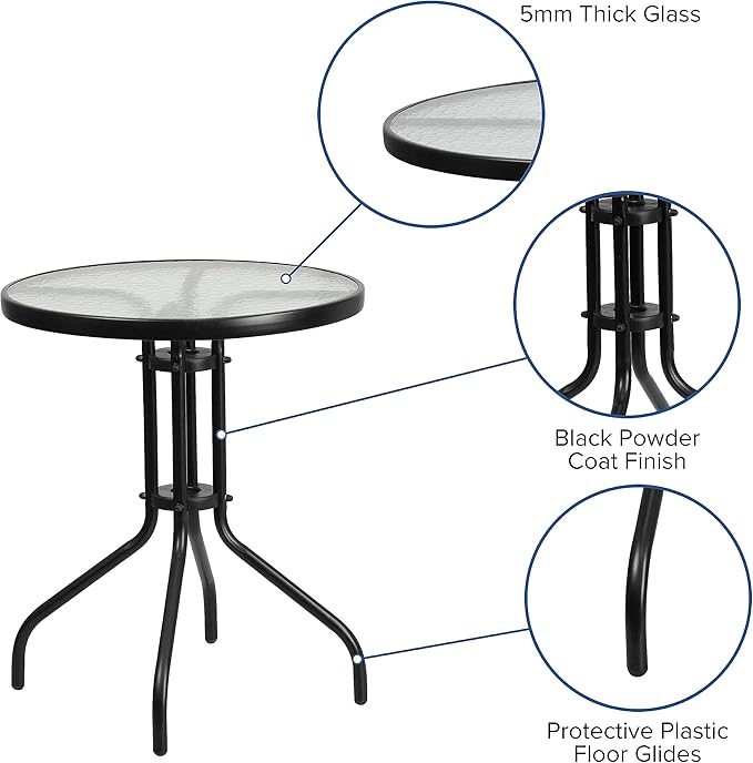 Flash Furniture Bellamy 23.75" Round Indoor/Outdoor Tempered Glass Metal Frame - Image 4