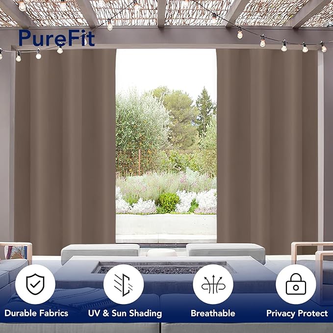 PureFit Outdoor Curtains for Patio Waterproof Weatherproof, UV Resistant - Image 3