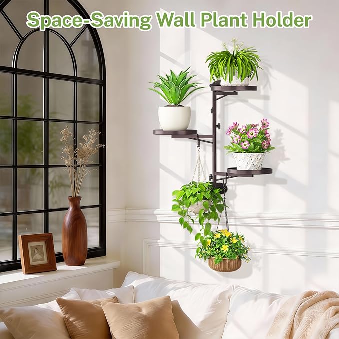 iDavosic.ly Rotating Window Plant Shelves, 3-Tier Metal Wall Stand - Image 8