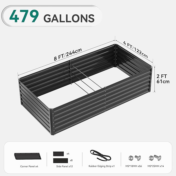 YITAHOME 96x48x24 in Galvanized Raised Garden Bed Kit, Large Metal Planter Box - Image 7