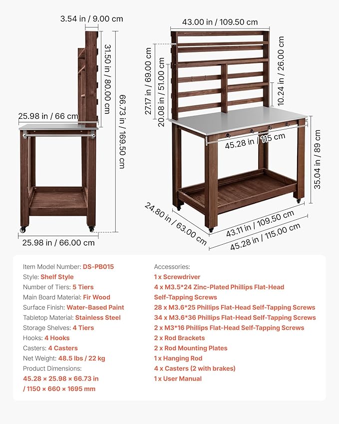 VEVOR Potting Bench Table, Outdoor Gardening Workstation - Image 7
