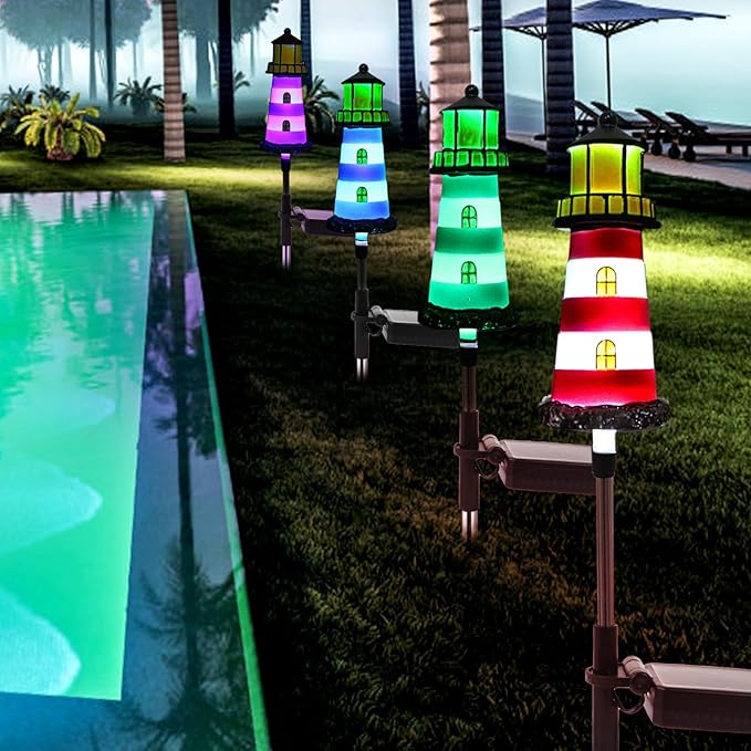 Lighthouse Outdoor Solar Lights, 2 Packs Outdoor Waterproof, Solar Trail Lights - Image 7