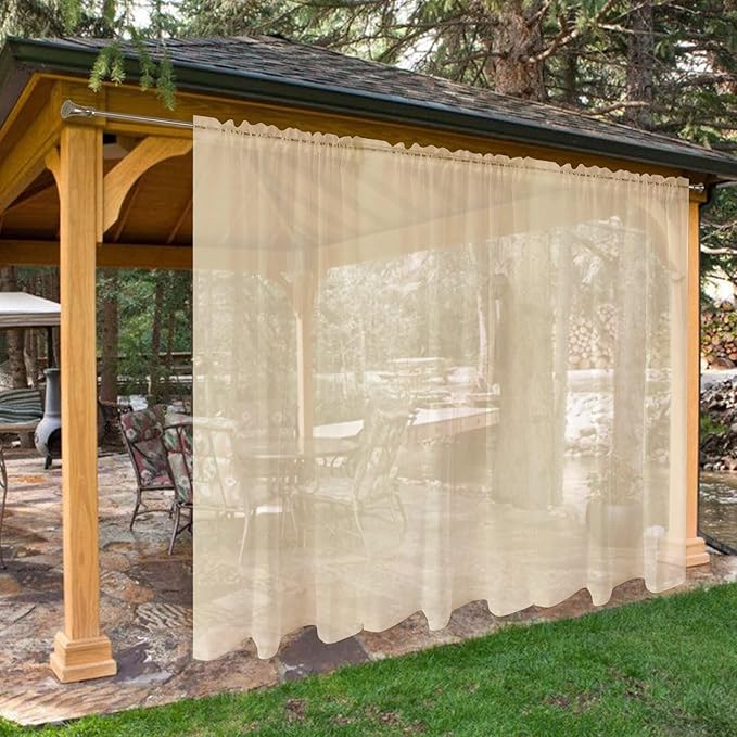 SpaceDresser Waterproof Outdoor Sheer Curtains by SpaceDresser