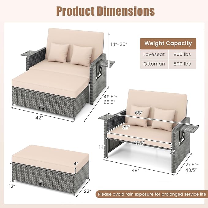 Tangkula Patio Rattan Daybed - Image 4