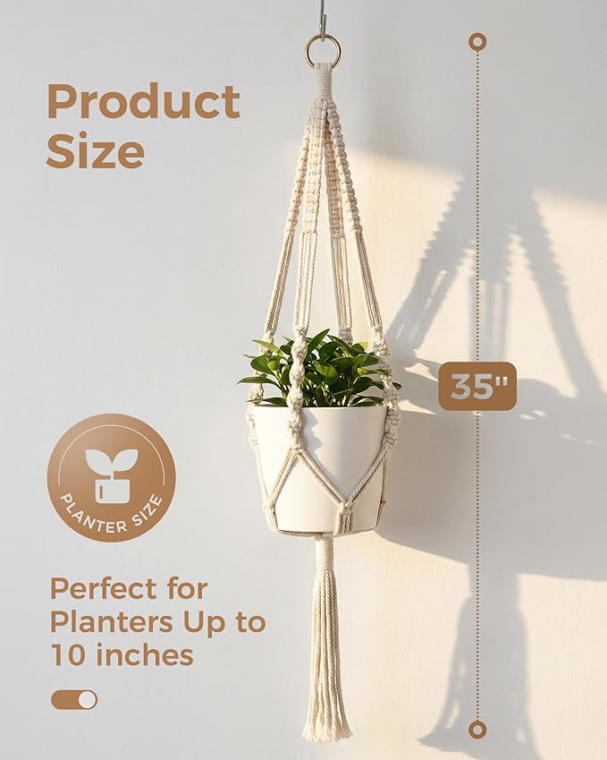 Bamworld Macrame Plant Hanger Indoor Hanging Planter - Image 6