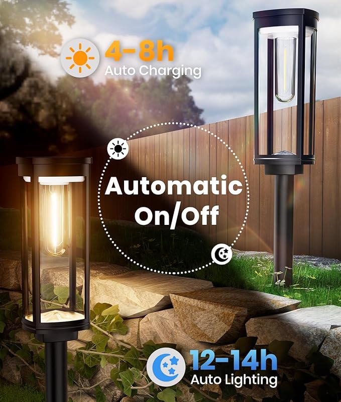 Solar Pathway Lights Outdoor Solar Lights Outdoor, IP65 Waterproof Auto On/Off - Image 6