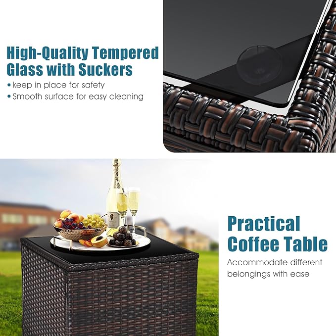 Tangkula 3 Pieces Patio Furniture Set, PE Rattan Wicker 3 Pcs Outdoor Sofa Set - Image 6