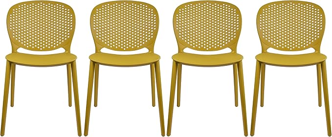 2xhome Set of 4 Patio Dining Chairs | Modern Stackable Outdoor Pool Side Chair by 2xhome