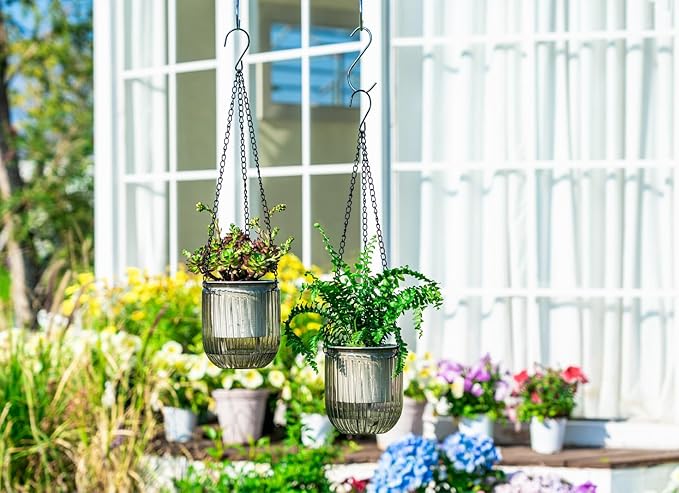 Josteve 4.5 Inch 2 Pcs Self Watering Hanging Planter Indoor Plant Pots Drainage - Image 2