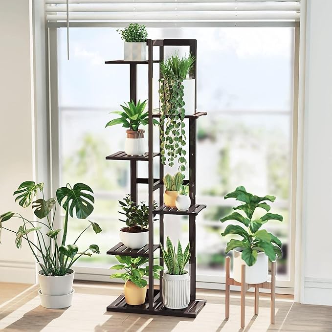 DolceLuna Plant Stand Indoor 6 Tier, Bamboo Plant Shelf Corner Display Rack - Image 7