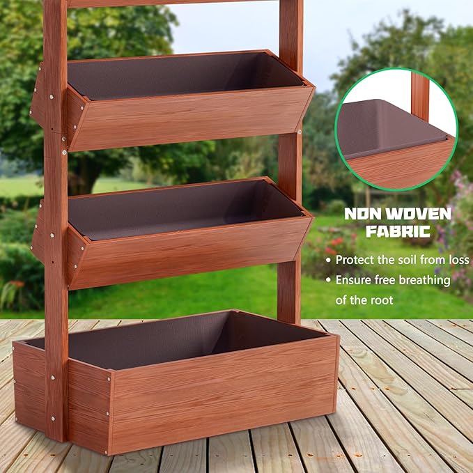 DoCred Vertical Wooden Raised Garden Bed, 5 Tier Garden Planters Freestanding - Image 5