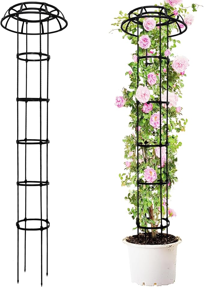 77-Inch Garden Trellis for Climbing Plants, Heavy-Duty Metal Obelisk by TCBWFY